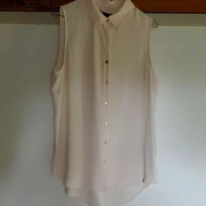 Rachel Zoe Cream Sleeveless Button Down Shirt